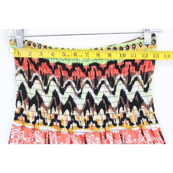 Convertible Maxi Skirt Smock Strapless Tunic Top Women L Multicolor Beachy Boho - Picture 4 of 9